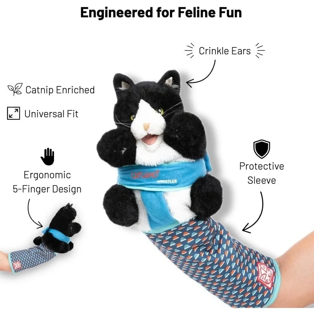 CATSUMO Cat Wrestling Glove Puppet Play Toy Kitty Durable Hand Mitt w/Catnip